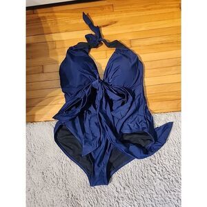 Meet Curve Swimsuit Halter Blue Summer Colorful 3XL One Piece